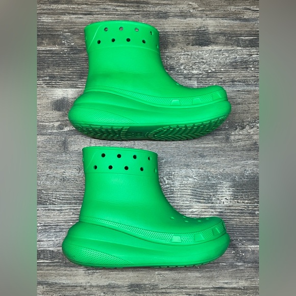 CROCS Classic Crush Waterproof Green Grass Rain Boots Spring W Sz 7 - M Sz 5 - Picture 6 of 13